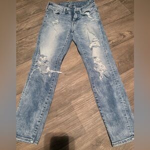American Eagle Light Blue Distressed Skinny Jeans